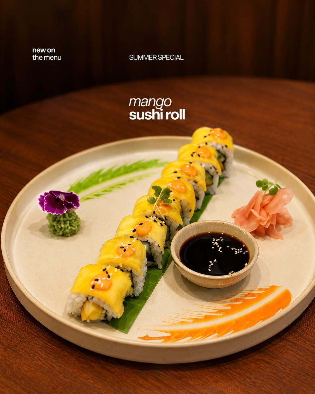 F-Lounge β mango sushi roll, summer special