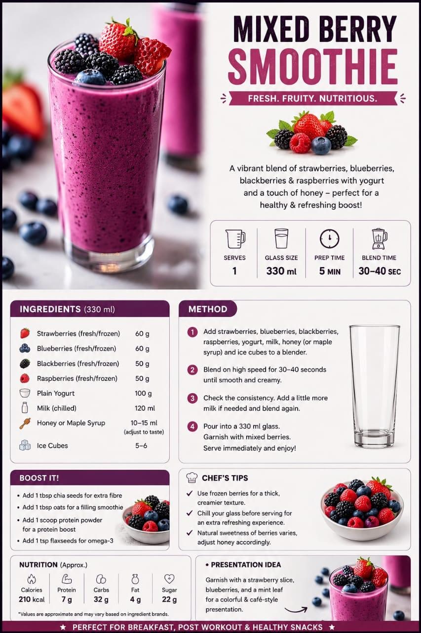 Mixed Berry Smoothie recipe card design